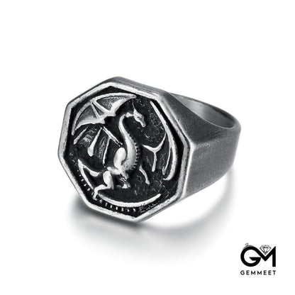 King's Mounted Dragon Titanium Steel Ring