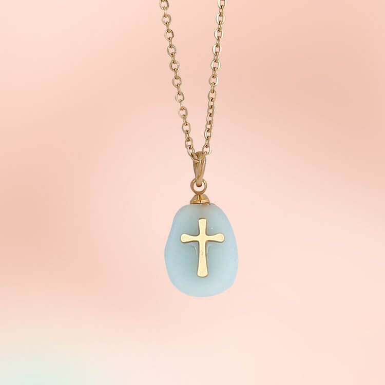 “Faith and Love" - Natural Crystal With Cross Necklace