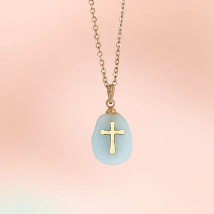 “Faith and Love" - Natural Crystal With Cross Necklace