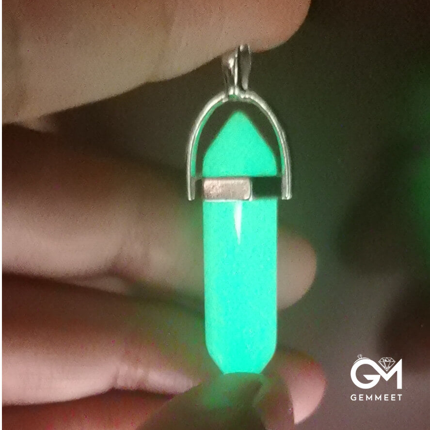 Synthetic Crystal Hexagon Bullet Pendant