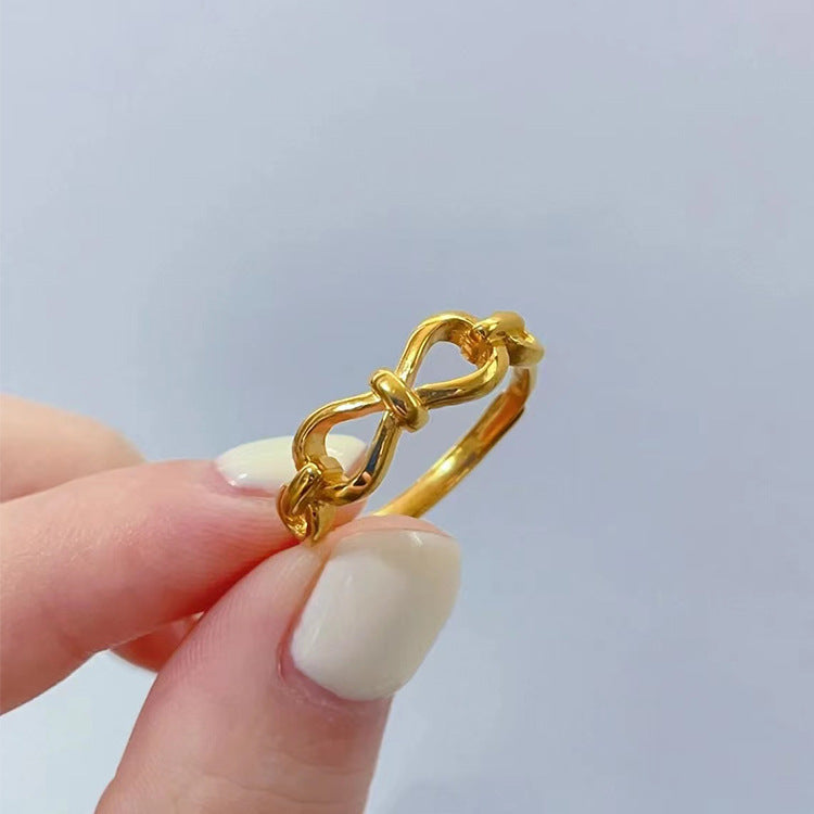 Beautiful Simple Golden Bow Open Ring