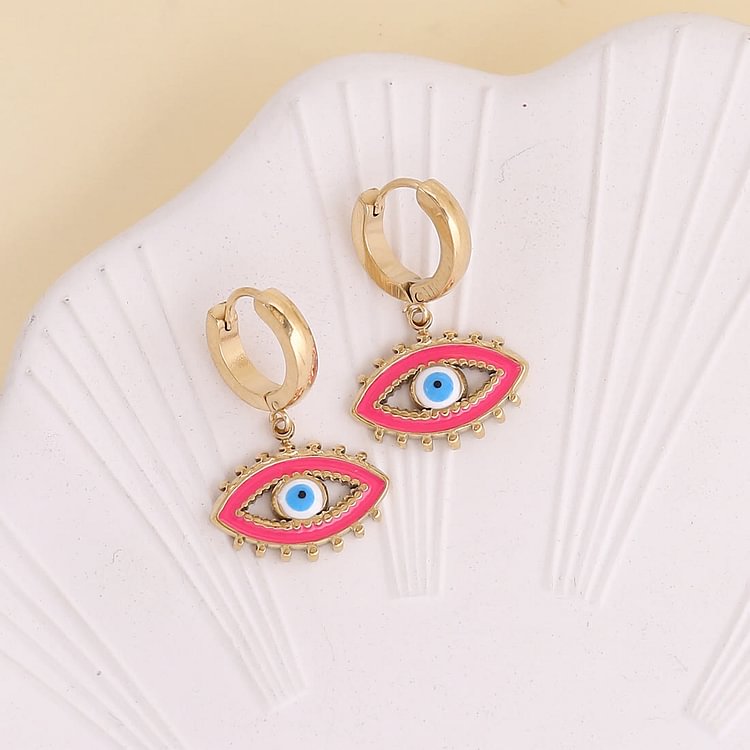 Color Epoxy Evil Eye Earrings