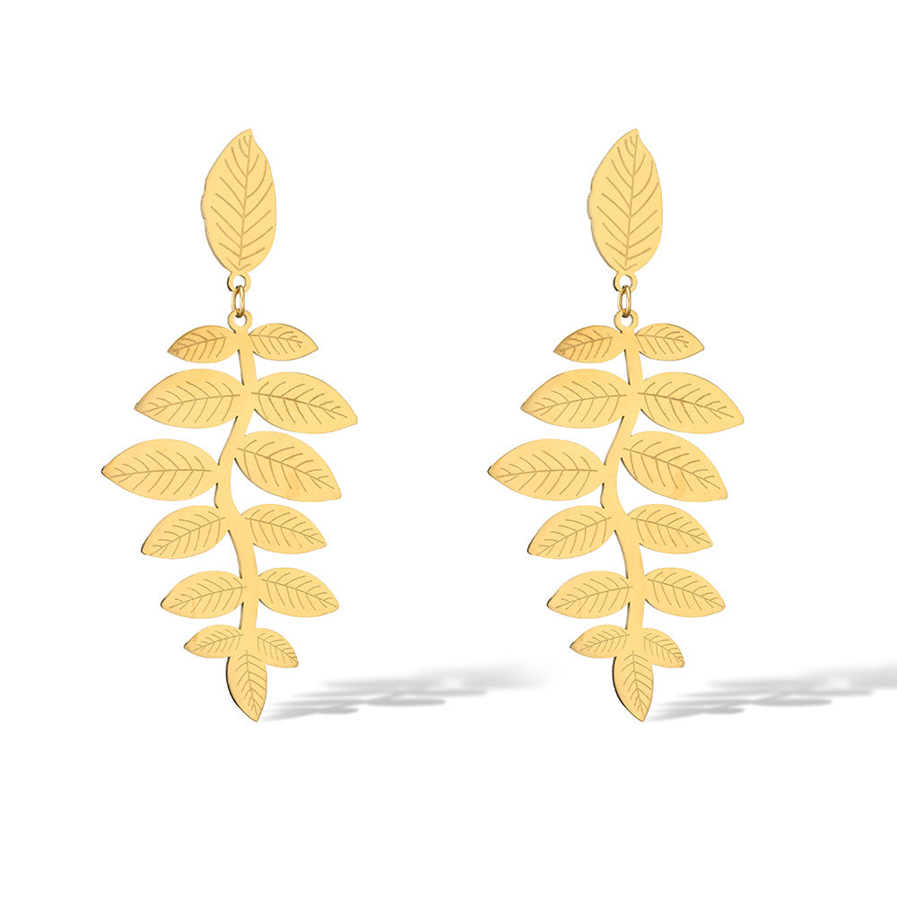 Cute Coconut & Olive Leaf Dangle Earrings