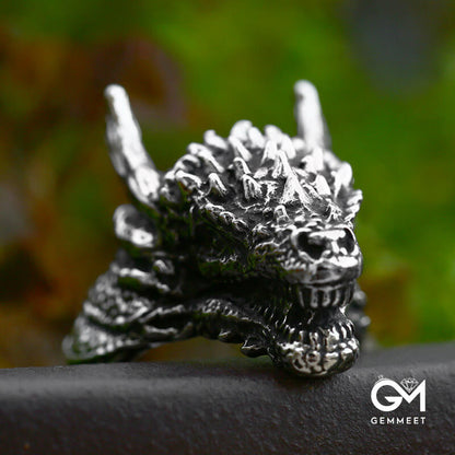 Vintage Stainless Steel Zodiac Dragon Ring