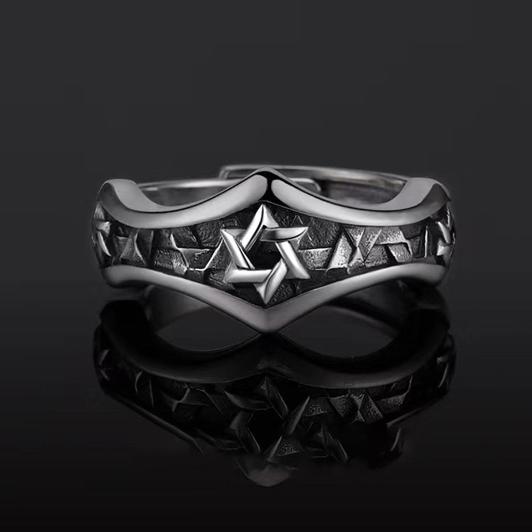 Simple Six-Pointed Star Open Ring