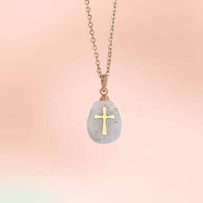 “Faith and Love" - Natural Crystal With Cross Necklace