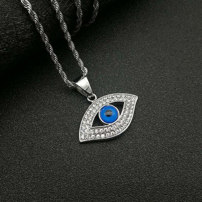 HIPHOP Jewelry Gold-plated Inlaid Zircon Blue Eye Pendant