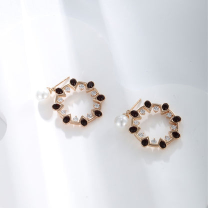 Stone-embellished Faux Pearl Earrings