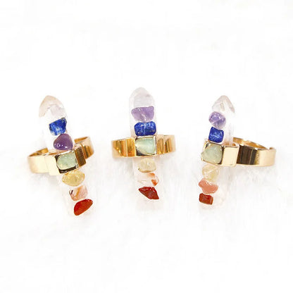 Natural Crystal Chakra Adjustable Ring