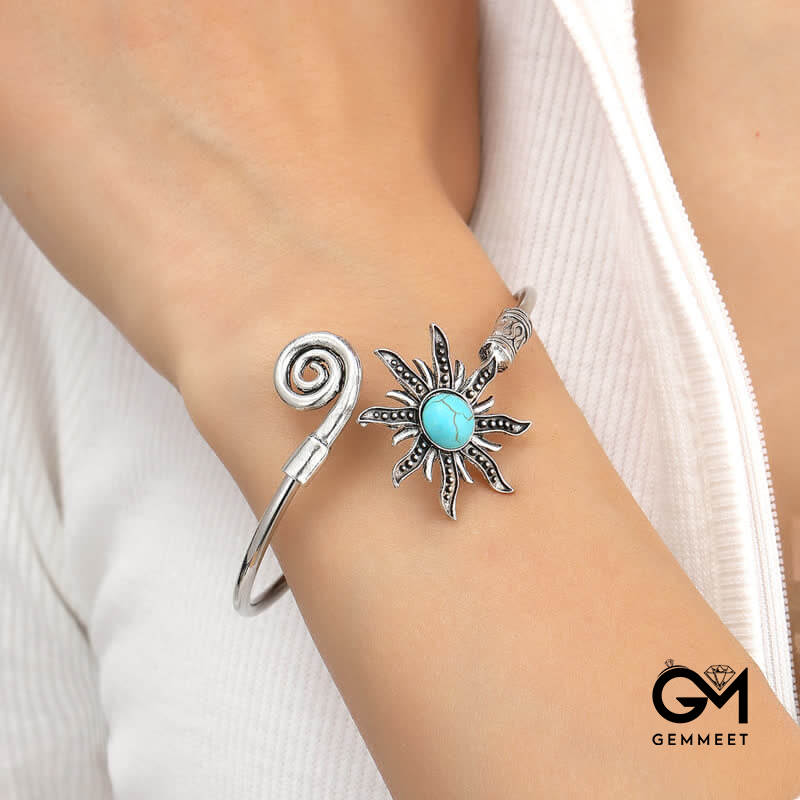 Retro Sunflower Turquoise Creative Bracelet