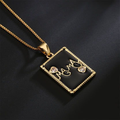 'MAMA Love You' Square Pendant Necklace