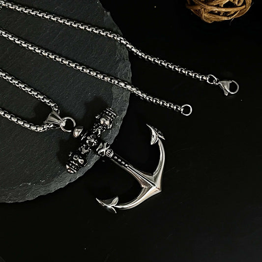 Men's Skull Anchor Dark Unisex Trendy Street Necklace