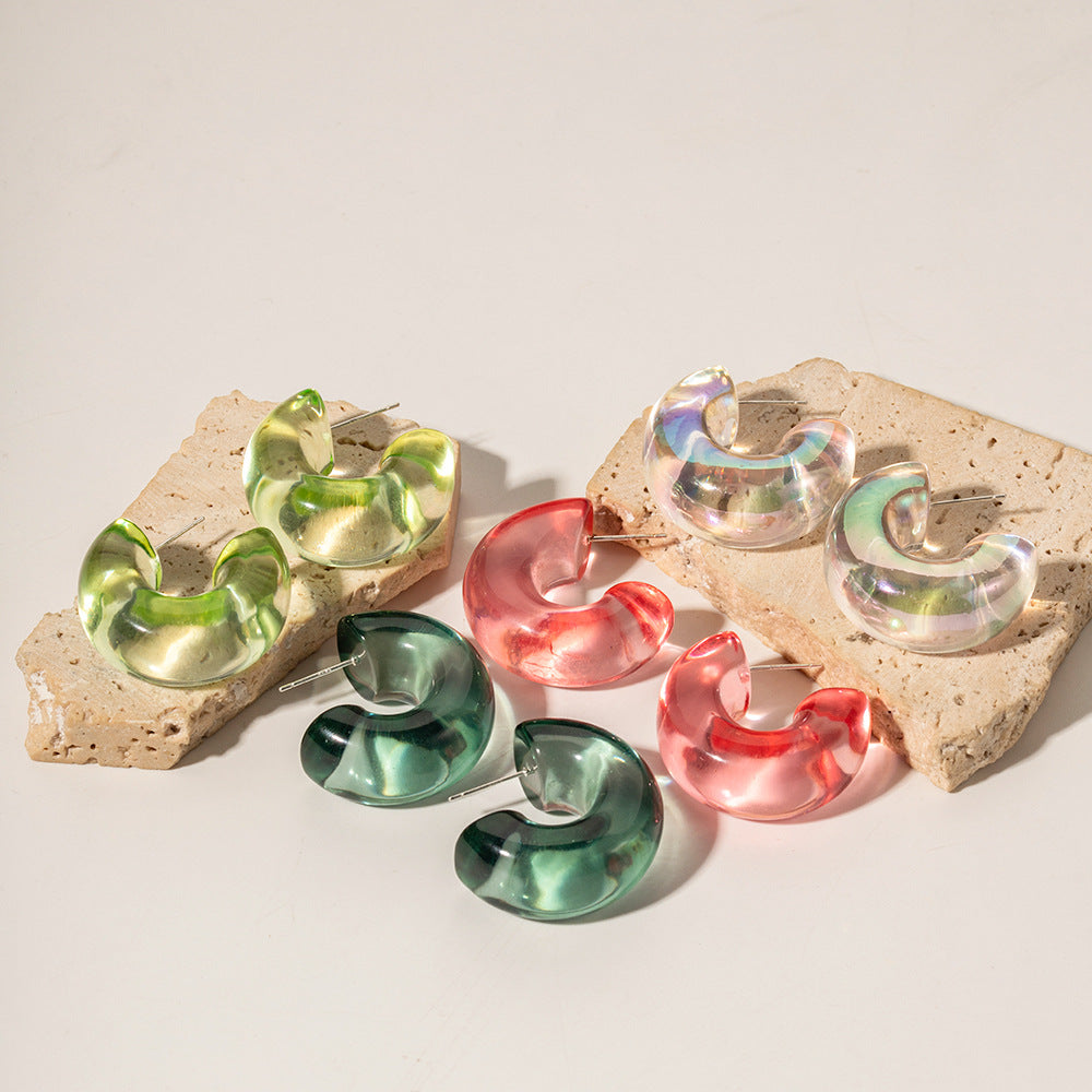 Eco-friendly Color Resin Chunky Earrings