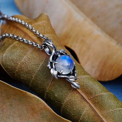 Moonstone Flame Drop Pendant Necklace