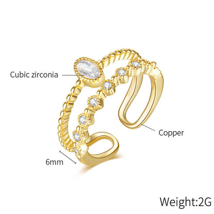 Temperament Zircon Double-layer Opening Personality All-match New Ladies Ring