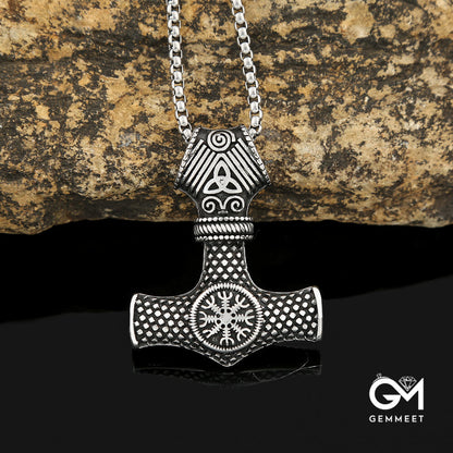 Viking Thor's Hammer Rune Titanium Steel Necklace