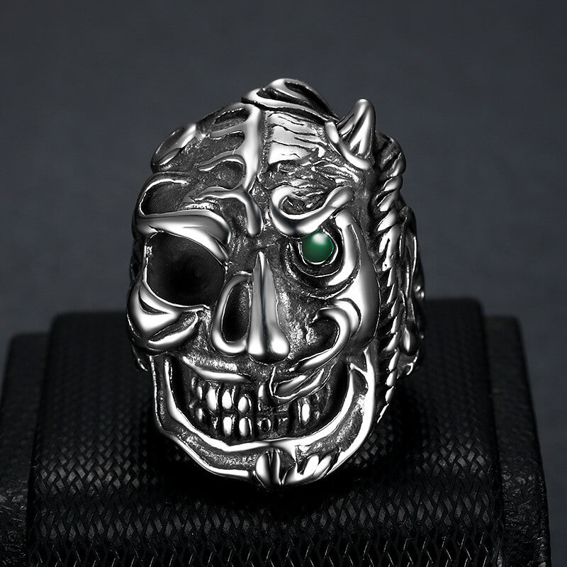 Figure Image Stainless Steel Skull Ring for Men