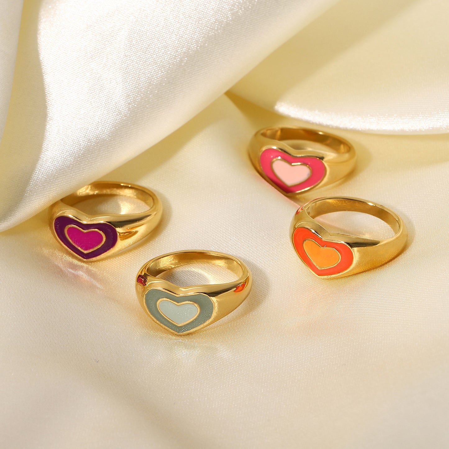 Cute Oblate Heart Shape Signet Ring