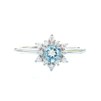 Fashion Aquamarine Snowflake Ring