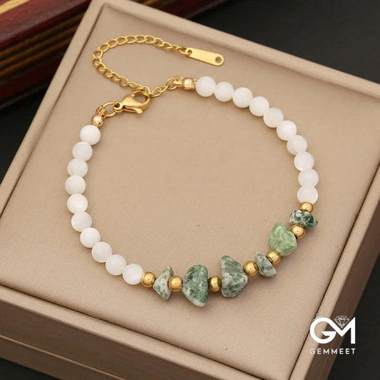 Irregular Stone & Shell Jewelry Bracelet