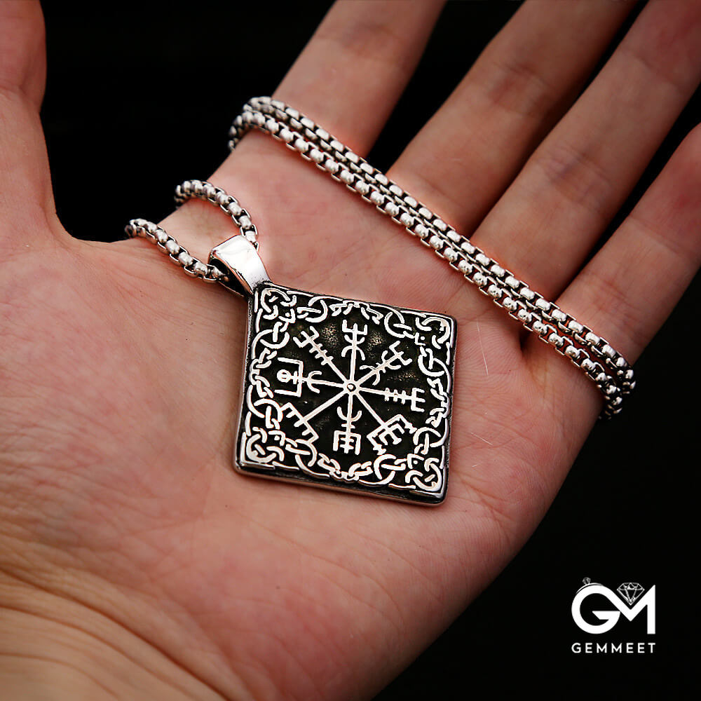 Celtic Knot Viking Compass Titanium Steel Necklace