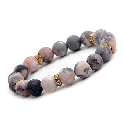 Natural Rhodonite Frosted Beaded Healing Bracelet