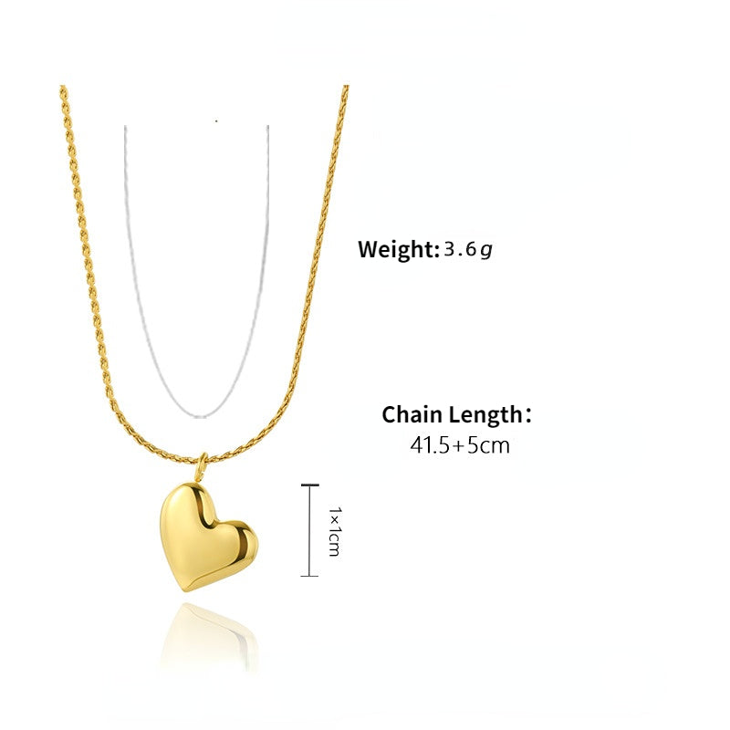 Golden Cute Heart Shape Pendant Necklace