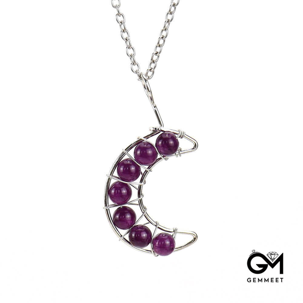 Crystal Multicolor Bead Moon Necklace