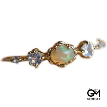 Vintage Opal Moonstone Adjustable Ring