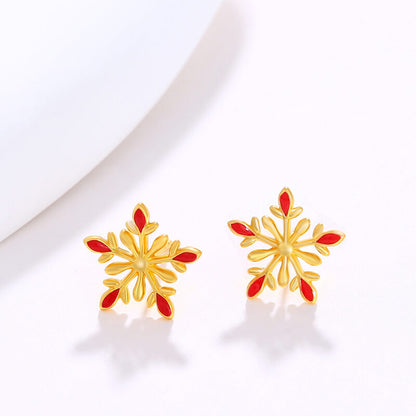 Christmas Enamel Colorful Snowflake Stud Earrings