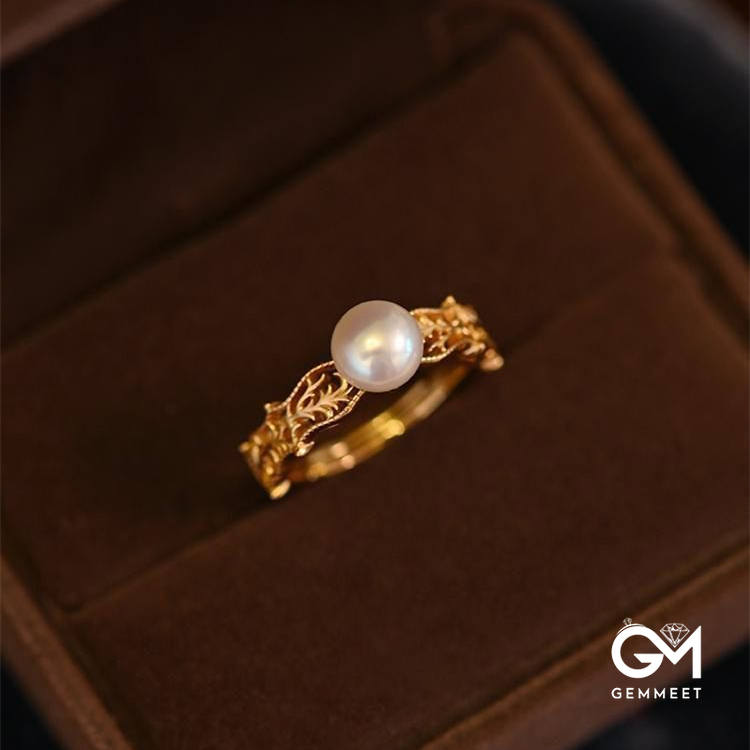 Pearl Hollow Vine Adjustable Ring