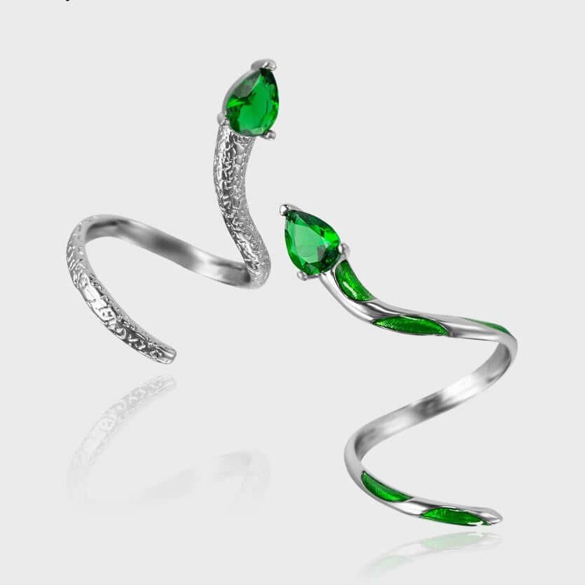 Emerald Snake Knuckle Cuff Ring