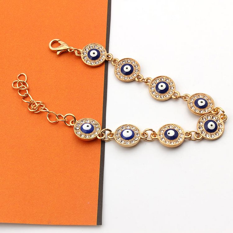 "Always Protected" Gold Chain Evil Eye Bracelet