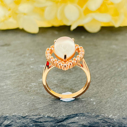 Big Pear Cut Moonstone Halo Ring