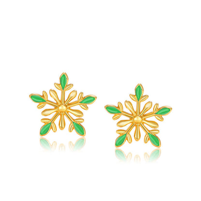 Christmas Enamel Colorful Snowflake Stud Earrings