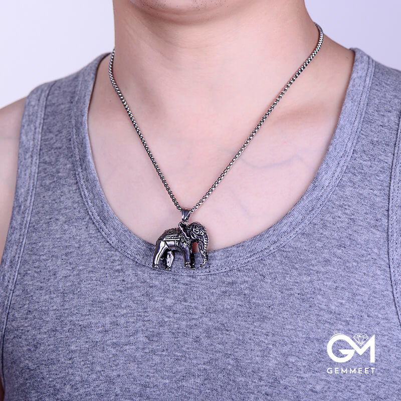 Stainless Steel Elephant Pendant Necklace