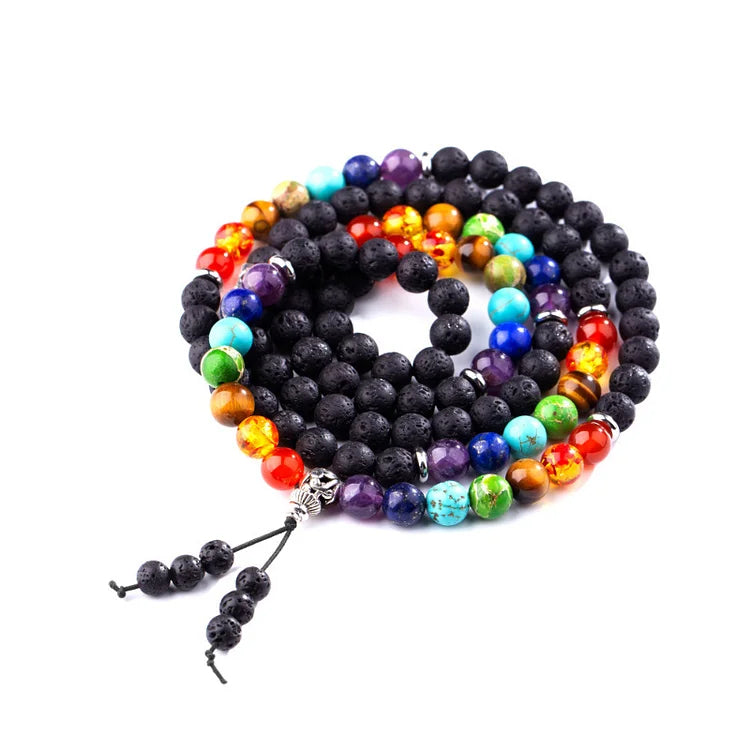 Chakra OM Tassel Power Stone Reiki Healing MALA Bracelet