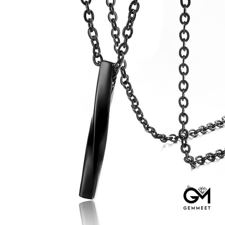 Stainless Steel Twisted Column Pendant Necklace