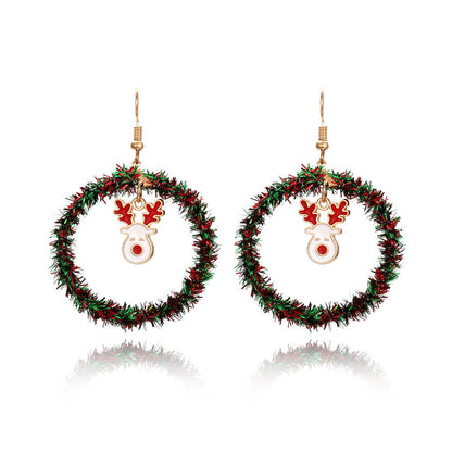 Christmas Earrings Handwoven Personality Christmas Tree Sika Deer Earrings Ornaments