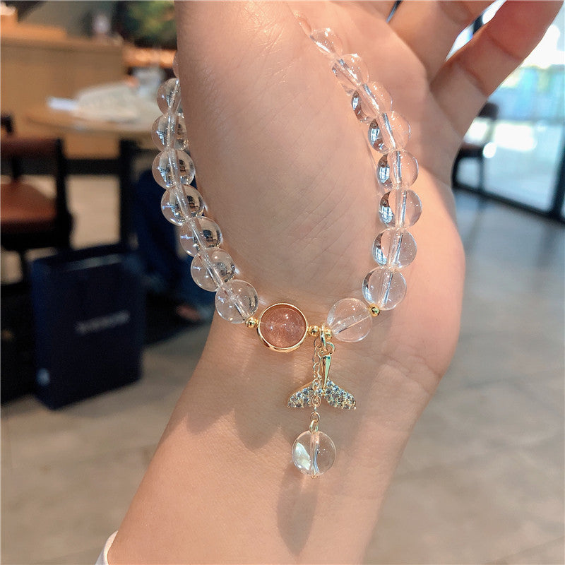 Clear White Crystal Mermaid Pendant Bracelet