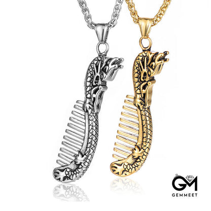 Titanium Steel Comb Hip Hop Necklace