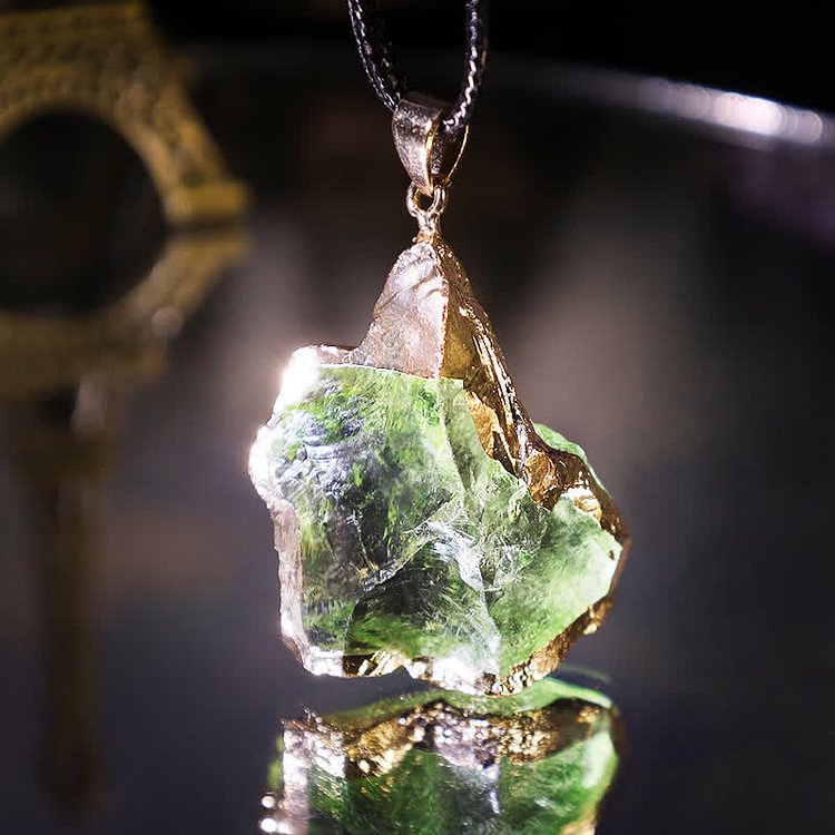 Cute Natural Moldavite Irregular Necklace