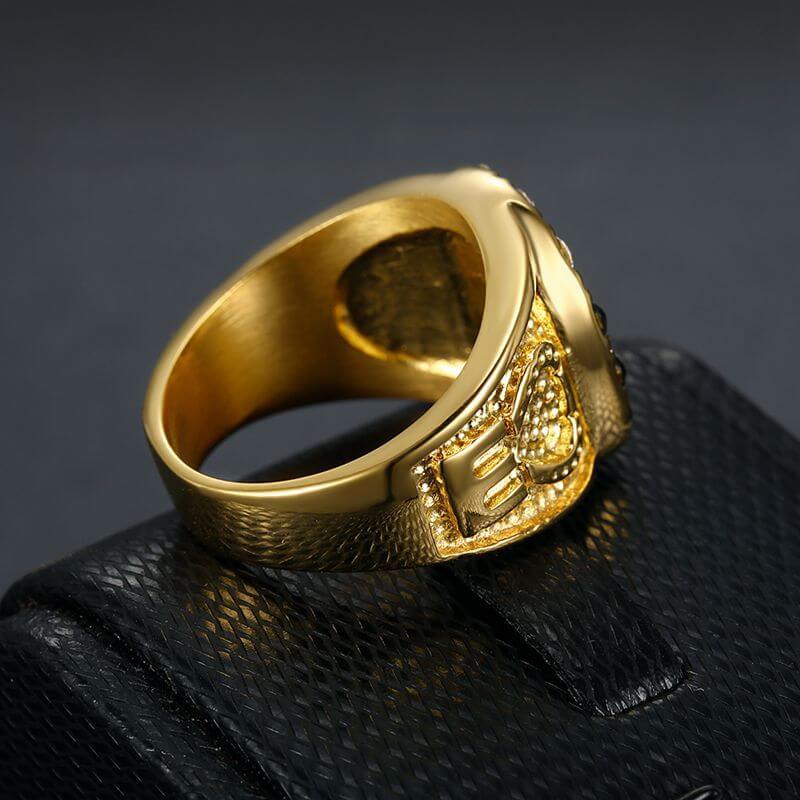 HIPHOP Ring Titanium Steel Gold-plated Color Zircon Virgin Mary Men's Ring