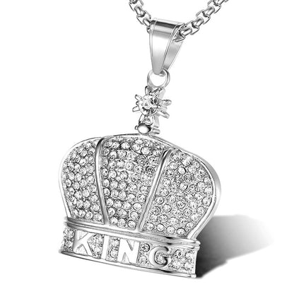 Hip Hop Jewelry Gold Plated Zirconia King Crown Pendant