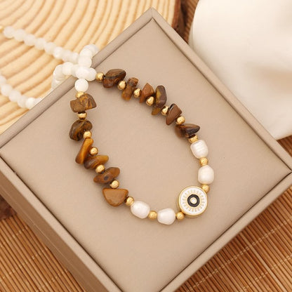 Natural Moonstone Pearl Evil Eye Necklace