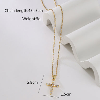 Full Stones Cross Shape Chain Necklace