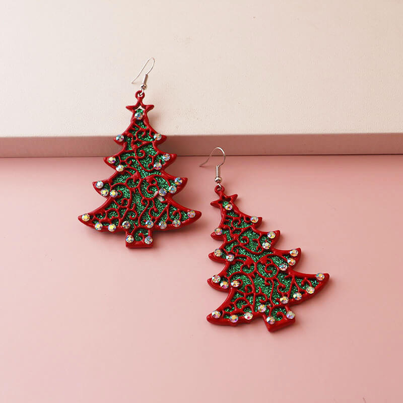 Christmas Inlaid Zircon Christmas Tree Fashion Simple All-match Earrings for Women