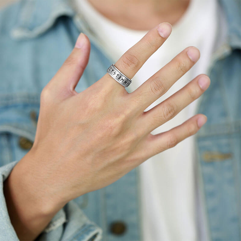 Minimalism Viking Symbol Rotatable Ring