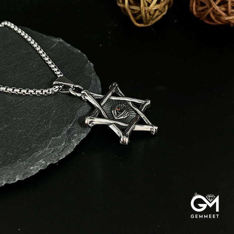 Hexagram Devil's Eye Pendant Necklace