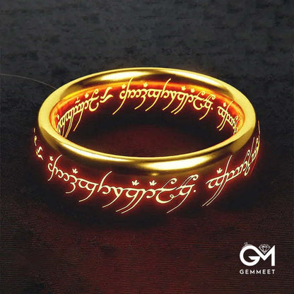 THE ONE RING - Gold Plated Tungsten with Dark Tongue of Mordor